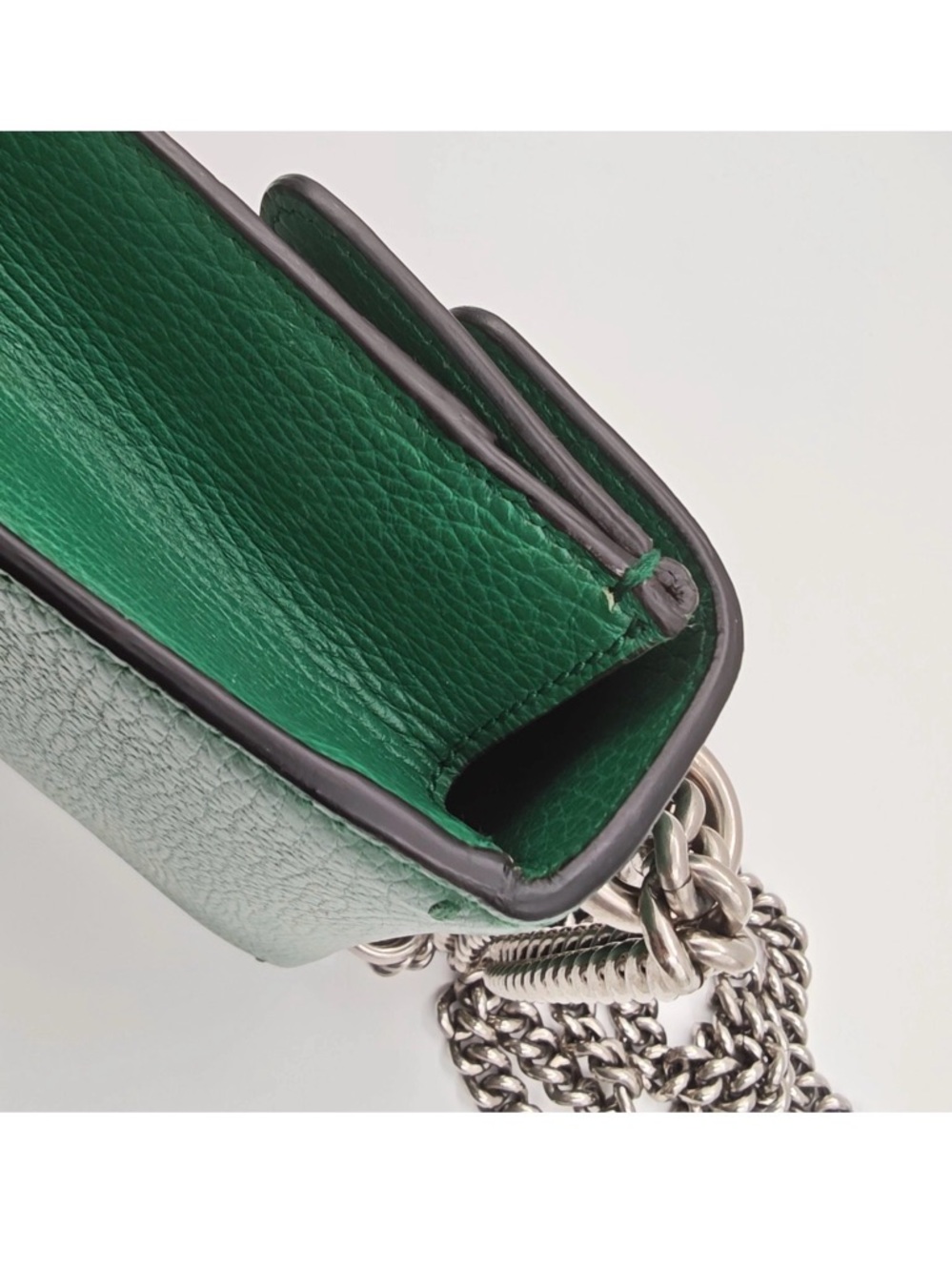 Gucci Dionysus Green Leather Chain Shoulder Bag Tiger Head - Picture 10 of 12